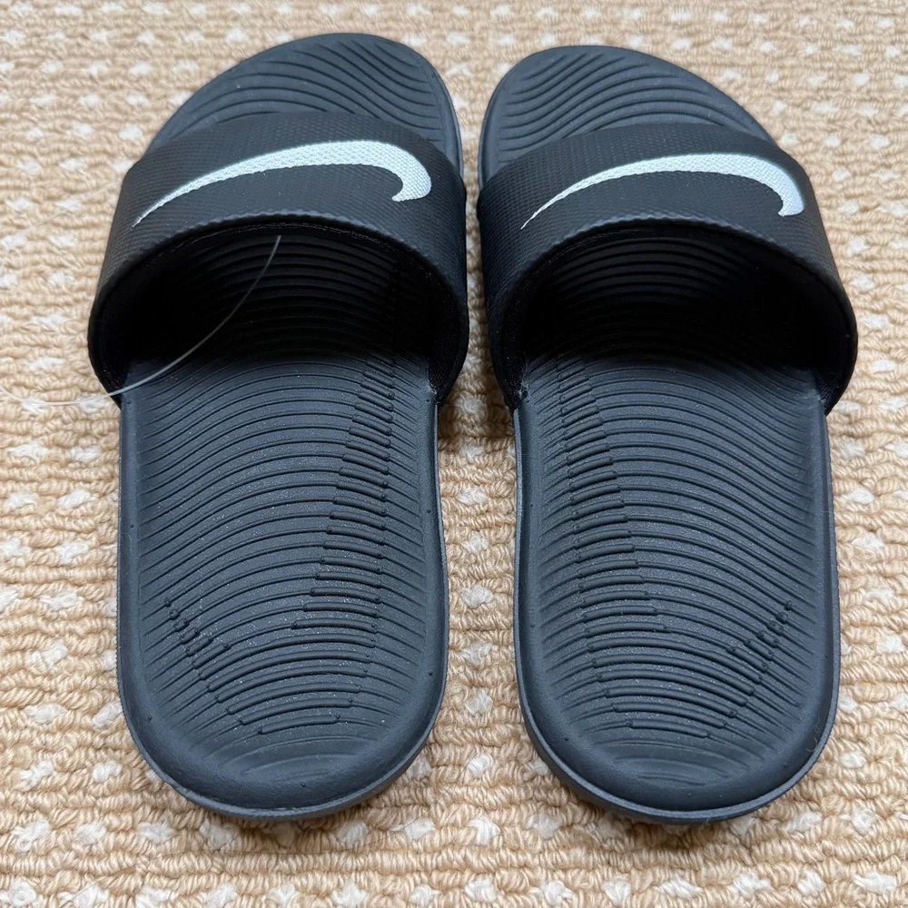 NEW Nike Kids Black Kawa Slides Size 12